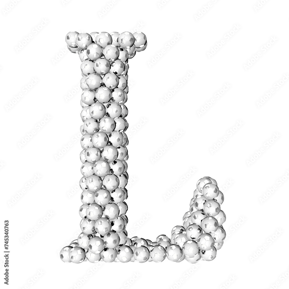 Symbols made from silver soccer balls. letter l Symbols made from silver soccer balls. letter l