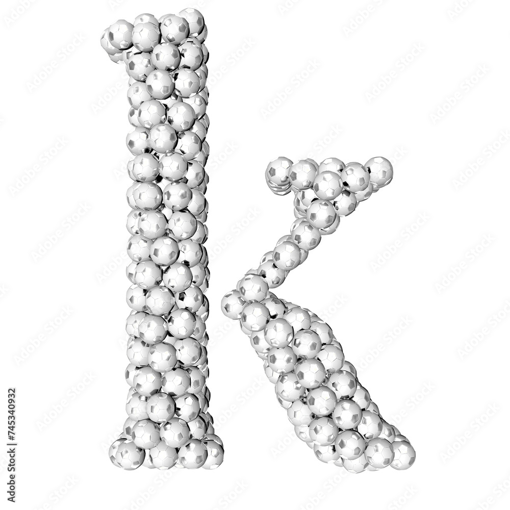 Symbols made from silver soccer balls. letter k Symbols made from silver soccer balls. letter k