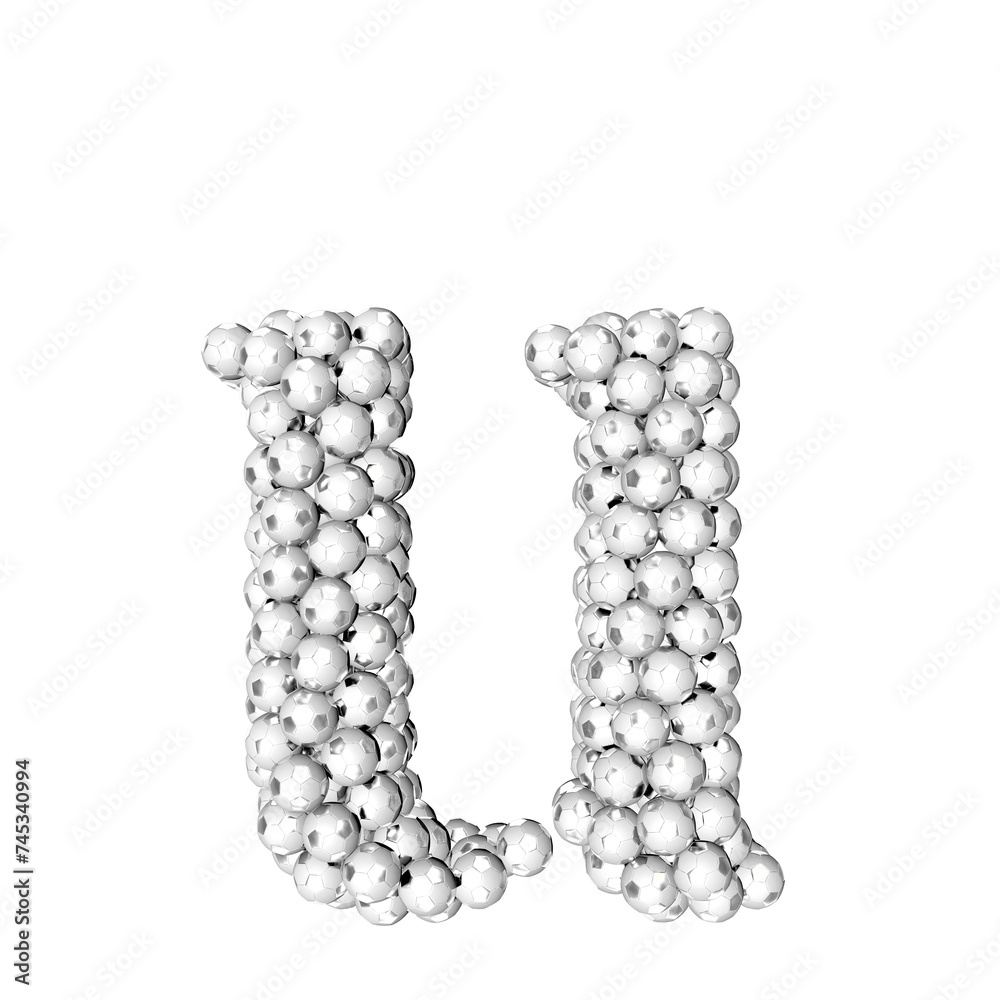 Symbols made from silver soccer balls. letter u Symbols made from silver soccer balls. letter u