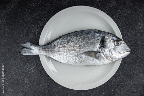 Cuadro en lienzo sea bream raw fish seafood fresh eating cooking meal food snack on the table cop