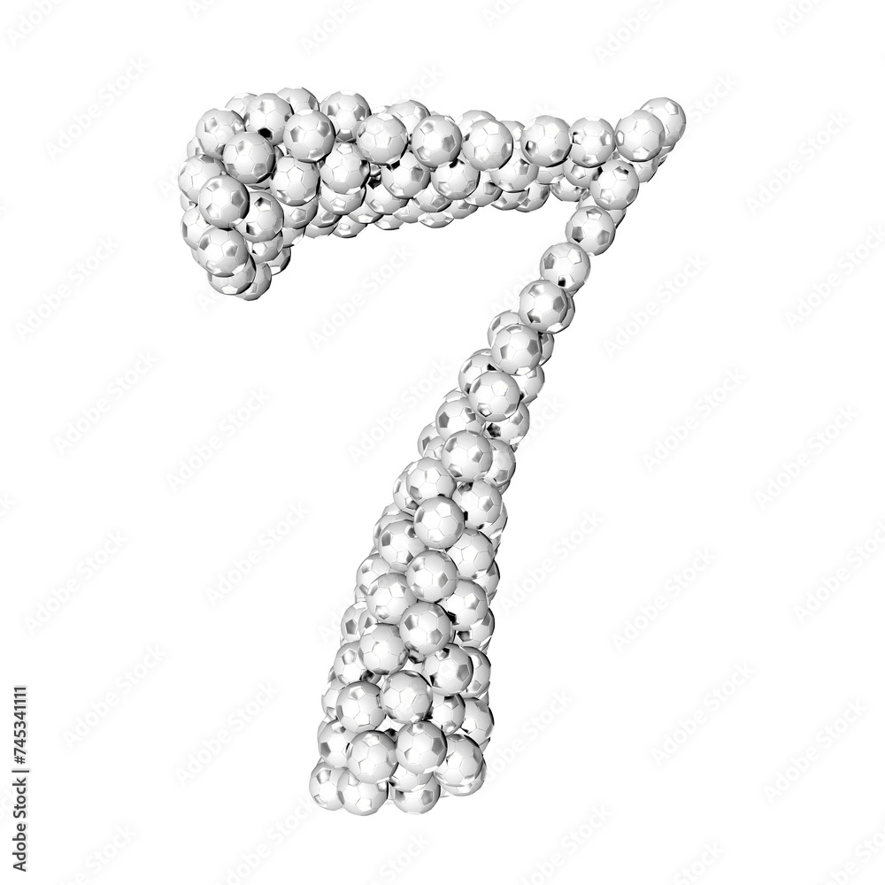 Symbols made from silver soccer balls. number 7 Symbols made from silver soccer balls. number 7