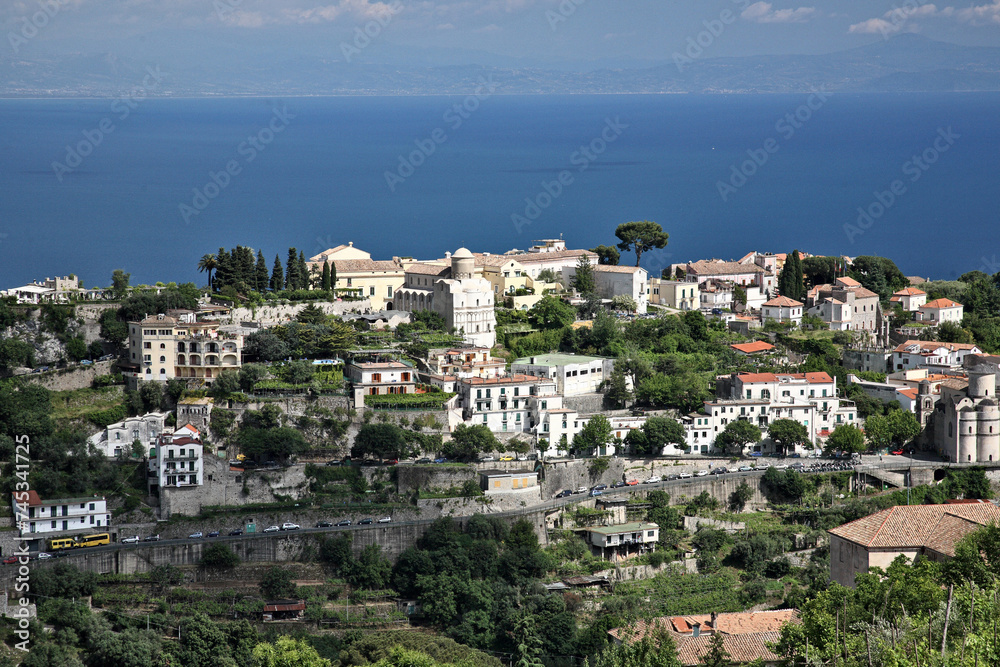 Aerial view of Ravello town in Campania region, Southern Italy
