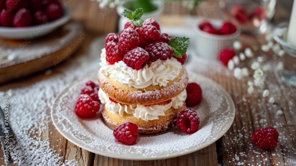 desserts in a cafe, a cake desserts in a cafe, a cake