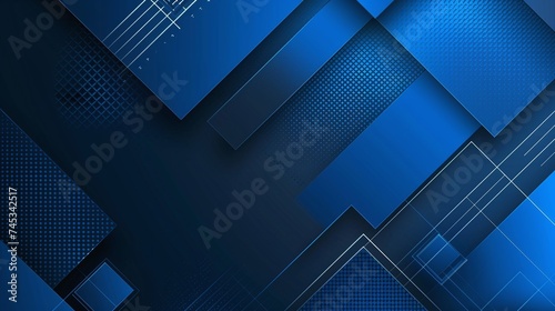 dynamic abstract background with halftone and square mosaic element in blue gradient color for modern design photo
