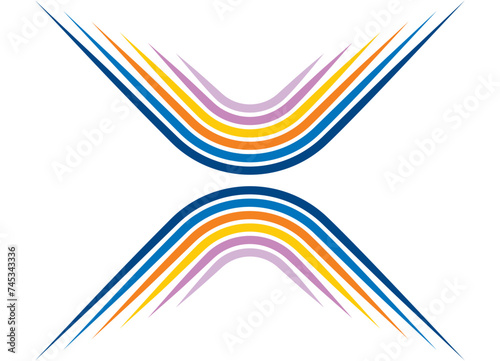 Pattern of colored parallel lines on a white background in retro style. The basis for the design of advertising, poster, cover. A modern element of design. Vector background.