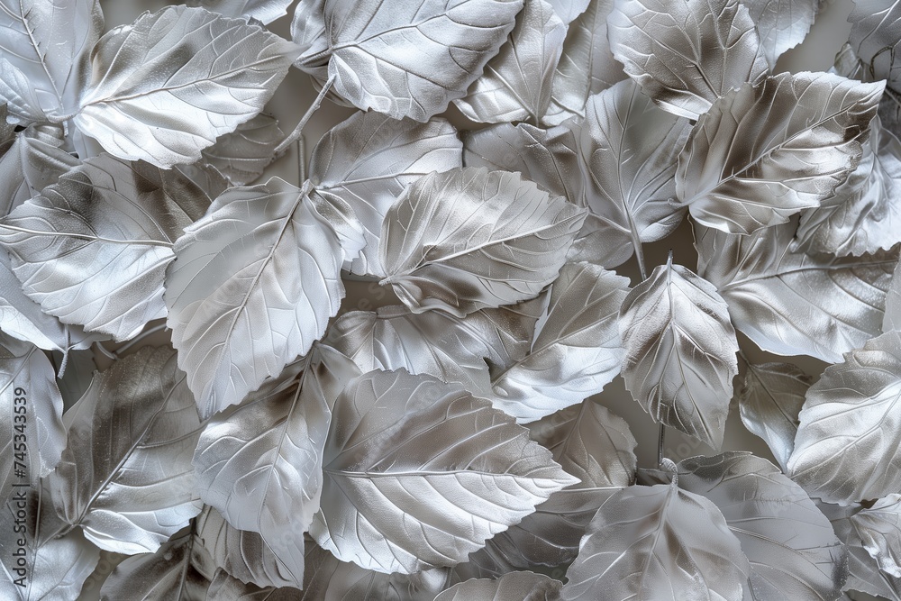 a pile of silver leaves