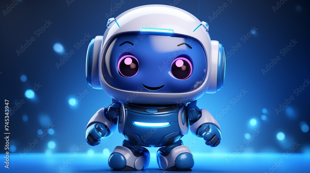 Chatbots, Digital Content Curator, 3D ICONS, clay, cartoon, Cute, shiny, smooth, clean background, simple details, 8K