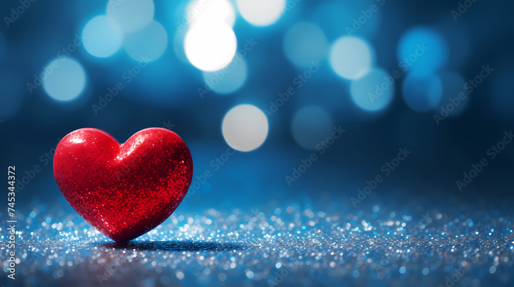 Fototapeta premium Red hearts bokeh, Valentine's Day background