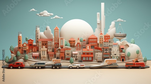 Digital Nomadism, Smart City Planner, 3D ICONS, clay, cartoon, Cute, shiny, smooth, clean background, simple details, 8K