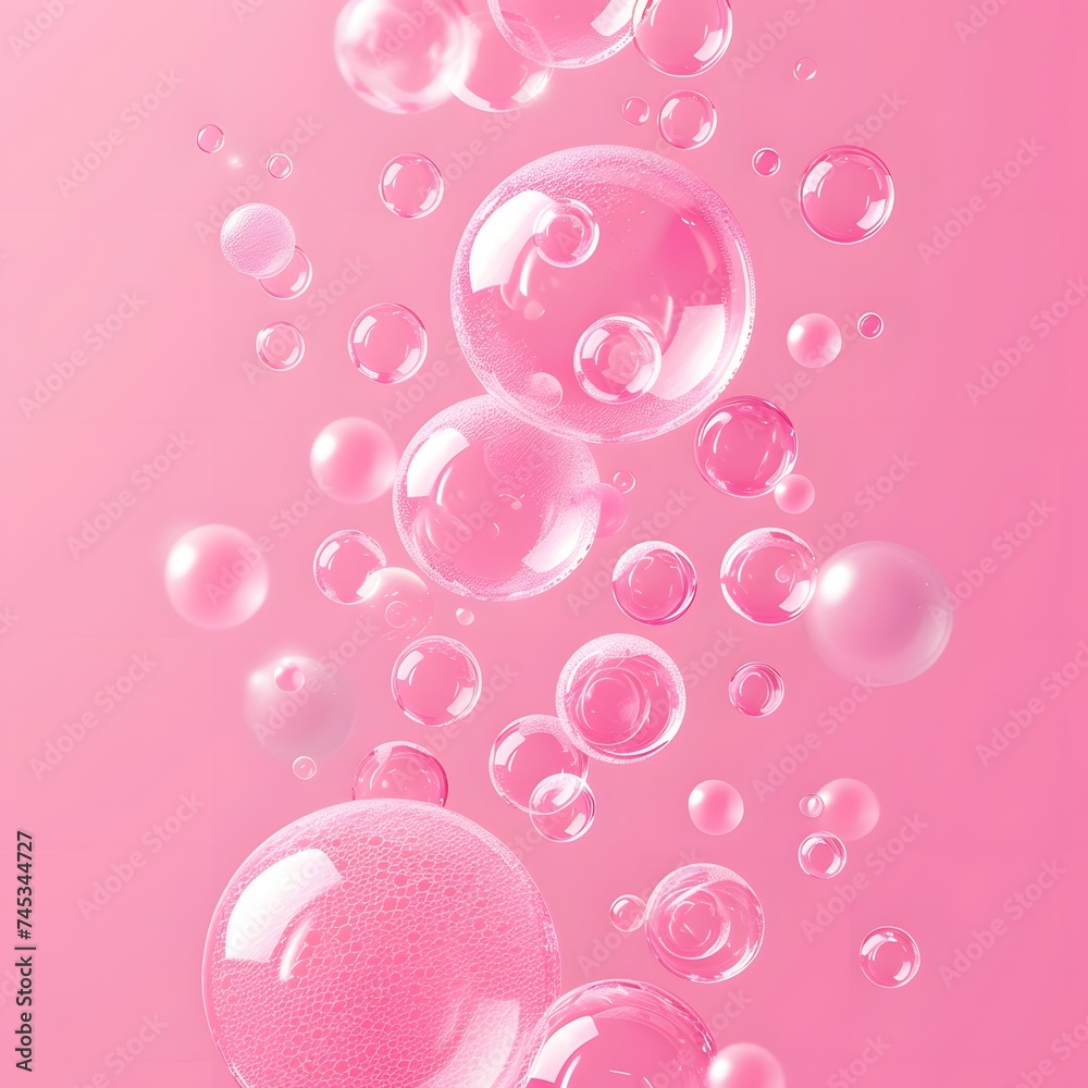 Drop water collagen pink and structure. the header template for the site. Beauty treatment nutrition skin care design. Medical and scientific concepts. 3D Realistic.