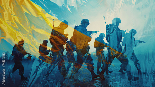 Silhouettes of Valor: Ukraine's Guardians, slava Ukraine herojam slava.  photo