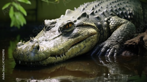 A Crocodile reptile caressing its calf Generated photo © Anupam