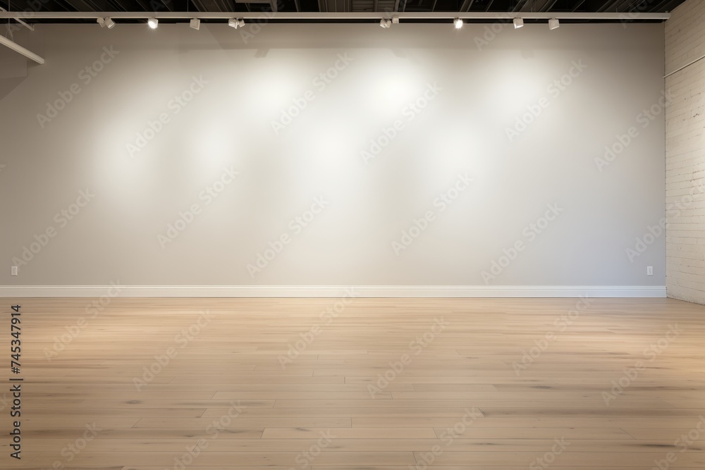 Empty room with wooden floor and white wall. 3d rendering. - obrazy, fototapety, plakaty 