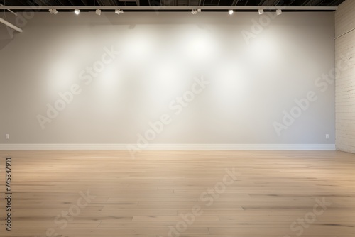 Empty room with wooden floor and white wall. 3d rendering. © Kristina