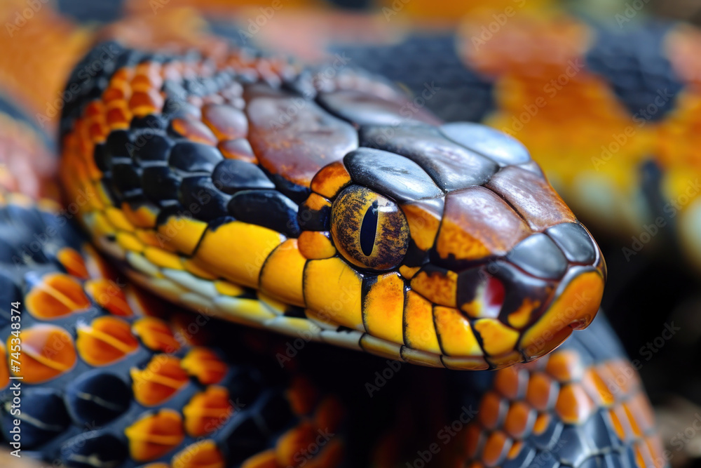 Close up of a snake in a nature Close up of a snake in a nature