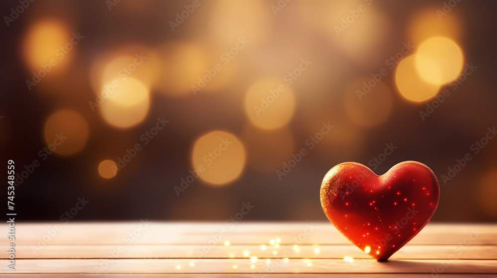 Valentine's Day soft pink and red heart bokeh background