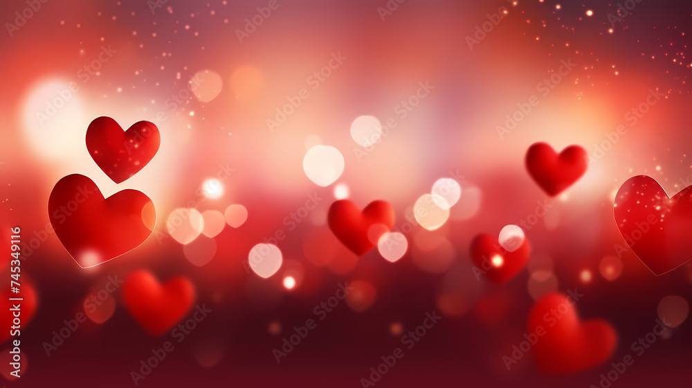 Valentine's Day soft pink and red heart bokeh background Valentine's Day soft pink and red heart bokeh background