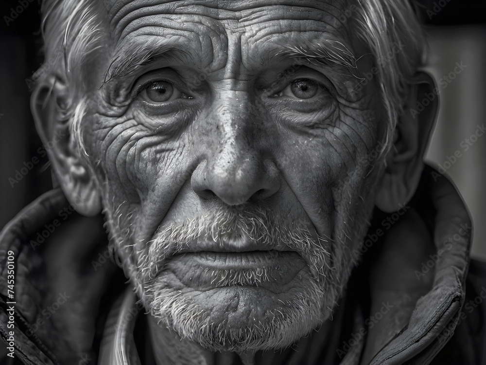 Portrait eines alten, vom Leben gezeichneten Mannes