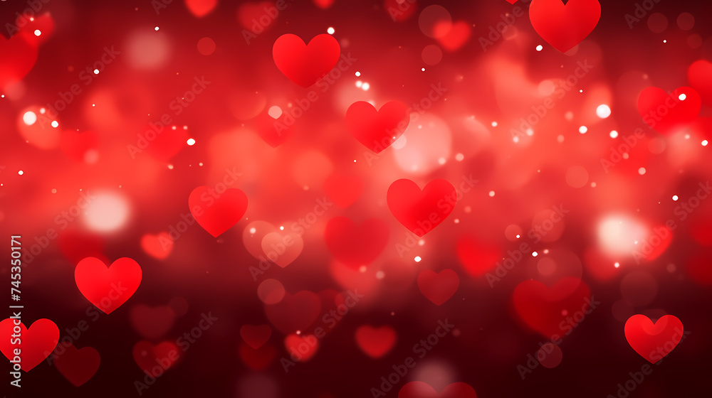 Valentine's Day soft pink and red heart bokeh background Valentine's Day soft pink and red heart bokeh background