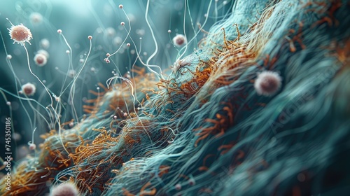 Nanotechnology, Human Hair Under Microscope. Generative AI. photo
