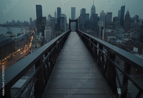 Gray and Black Bridge Overlooking City Buildings