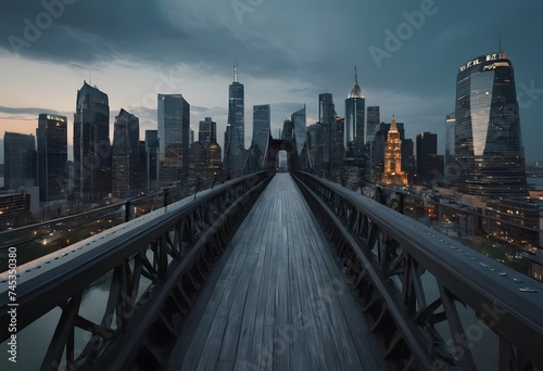 Gray and Black Bridge Overlooking City Buildings