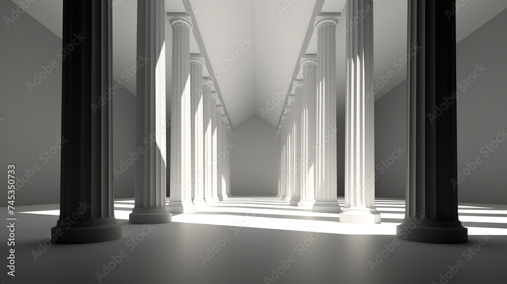 Classic and modern minimal architectural with shadow from columns. Building and architecture design concept. Classic and modern minimal architectural with shadow from columns. Building and architecture design concept.