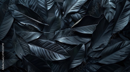 abstract black leaves texture for leaf background, creating a botanical concept with minimalistic monochrome design