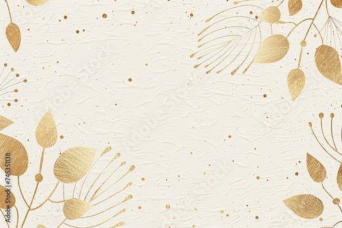 White paper patterned background with a golden sparker background, in the style of hand-drawn elements, minimalist purity, festive atmosphere, light white, simple designs, limited shading. photo