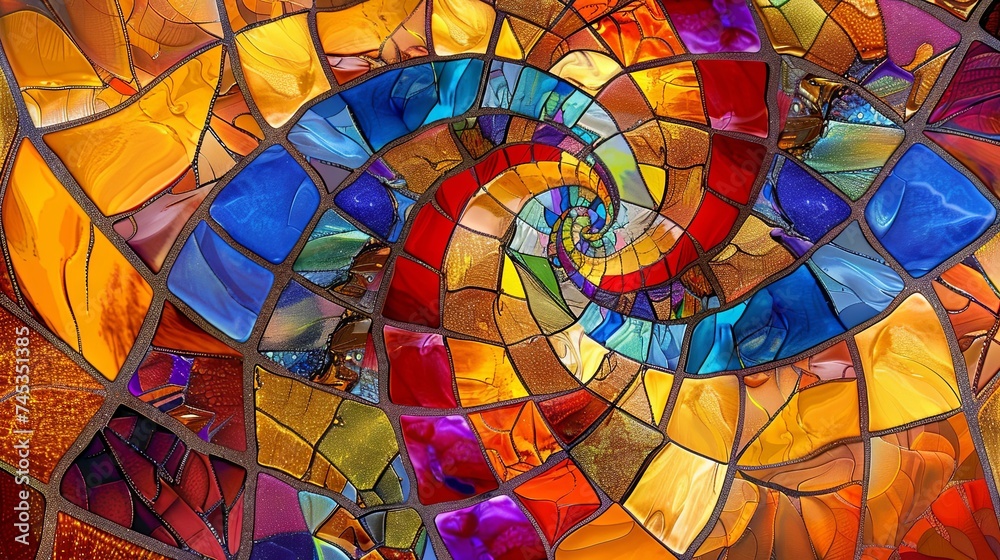 Fototapeta premium Stained glass window background with colorful abstract.