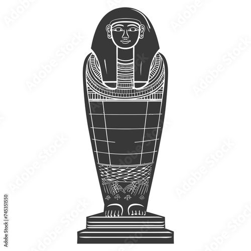 Silhouette ancient egypt sarcophagus black color only