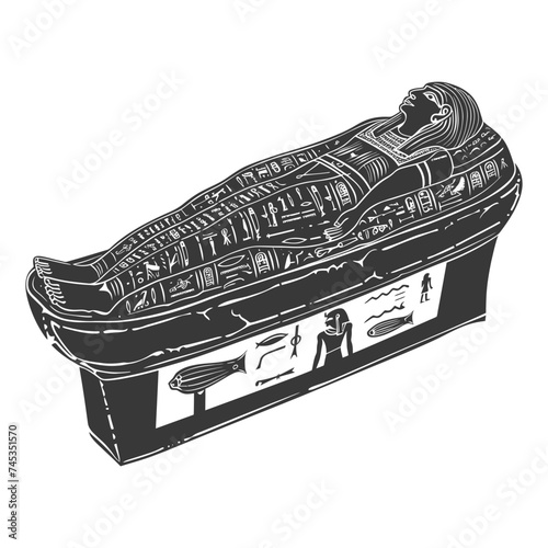 Silhouette ancient egypt sarcophagus black color only