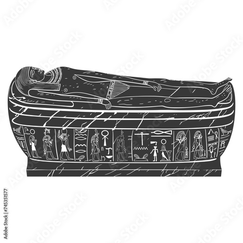 Silhouette ancient egypt sarcophagus black color only