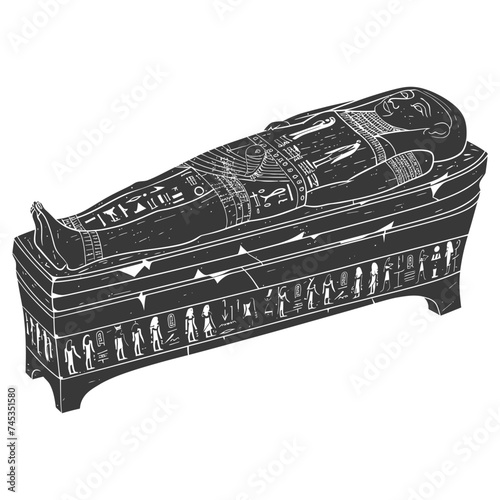 Silhouette ancient egypt sarcophagus black color only