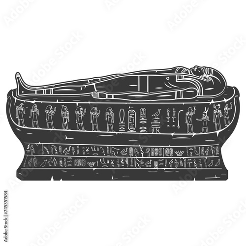 Silhouette ancient egypt sarcophagus black color only