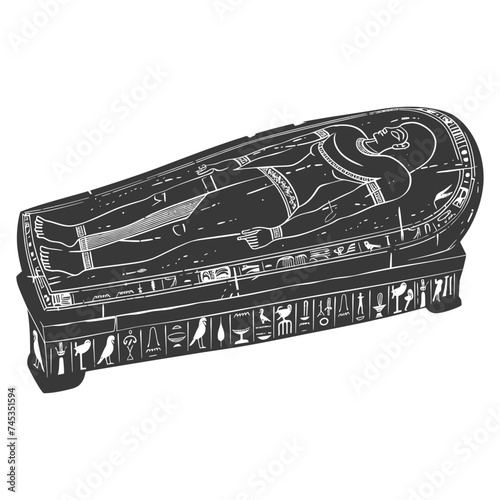 Silhouette ancient egypt sarcophagus black color only