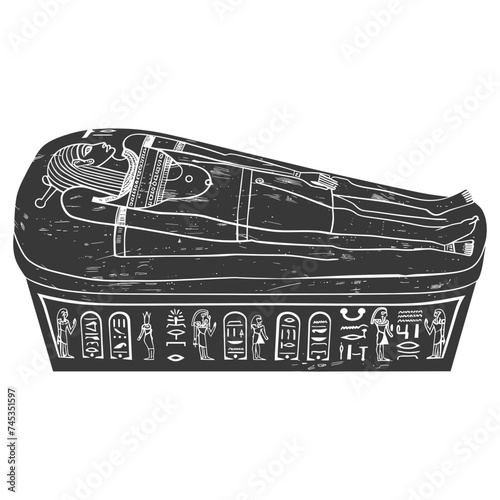 Silhouette ancient egypt sarcophagus black color only