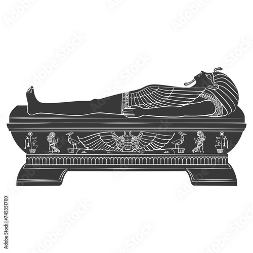 Silhouette ancient egypt sarcophagus black color only