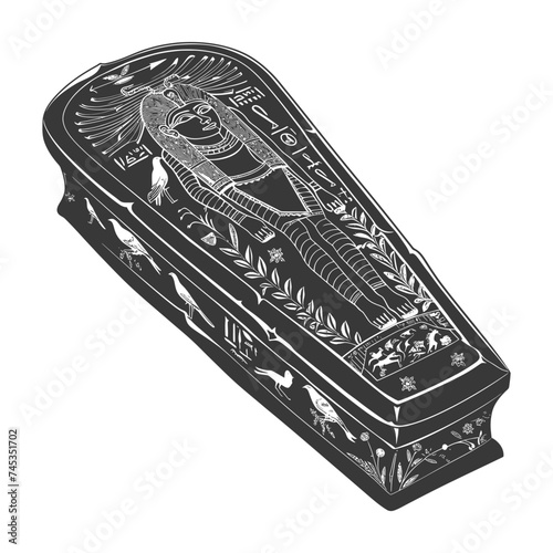 Silhouette ancient egypt sarcophagus black color only