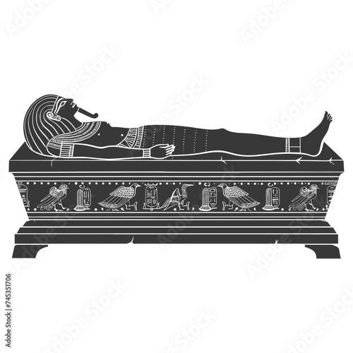 Silhouette ancient egypt sarcophagus black color only