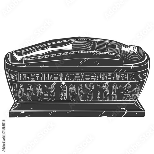 Silhouette ancient egypt sarcophagus black color only