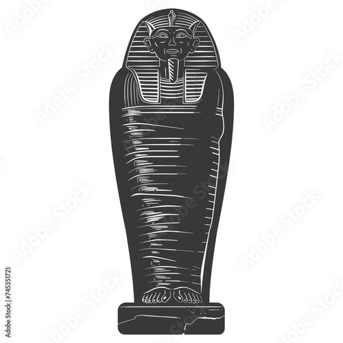 Silhouette ancient egypt sarcophagus black color only