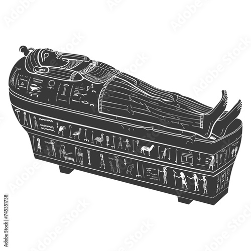 Silhouette ancient egypt sarcophagus black color only