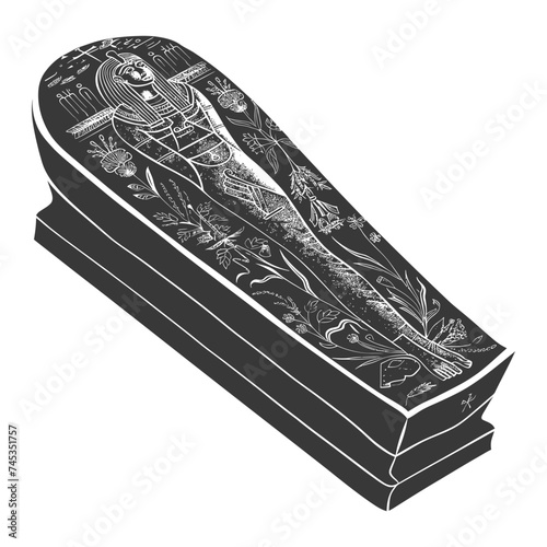Silhouette ancient egypt sarcophagus black color only