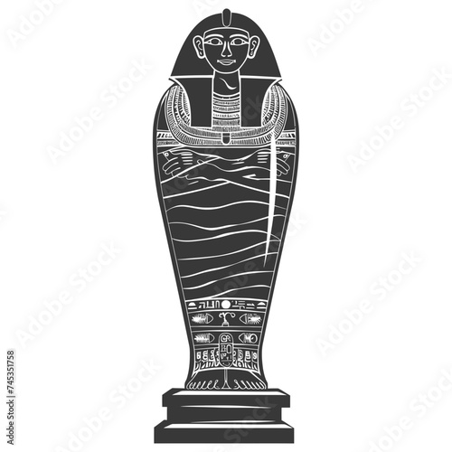 Silhouette ancient egypt sarcophagus black color only