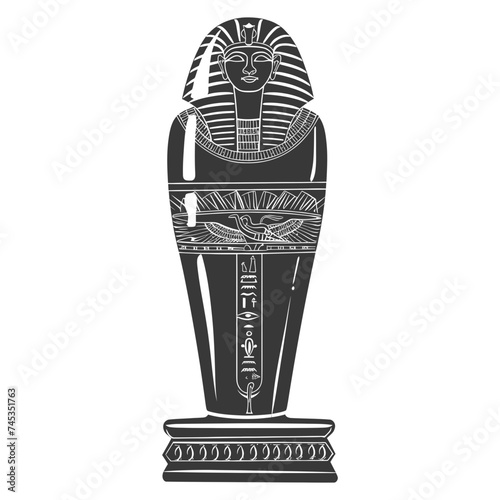 Silhouette ancient egypt sarcophagus black color only