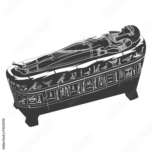 Silhouette ancient egypt sarcophagus black color only