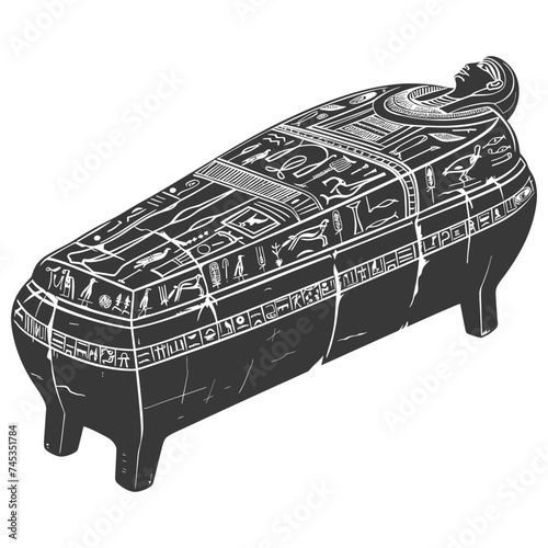 Silhouette ancient egypt sarcophagus black color only