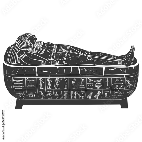 Silhouette ancient egypt sarcophagus black color only