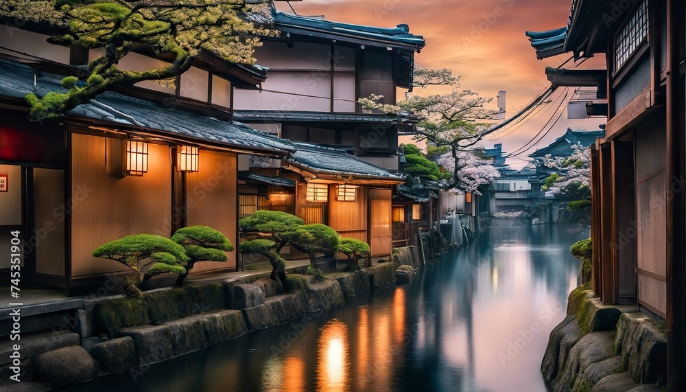japan city scene, buildings in japan, japanese culture - obrazy, fototapety, plakaty 